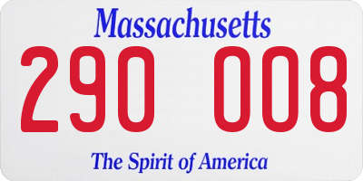 MA license plate 290OO8