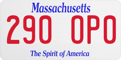 MA license plate 290OP0
