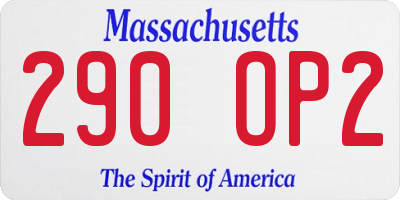 MA license plate 290OP2