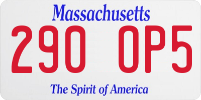 MA license plate 290OP5