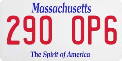 MA license plate 290OP6