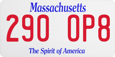 MA license plate 290OP8
