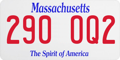 MA license plate 290OQ2