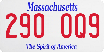 MA license plate 290OQ9