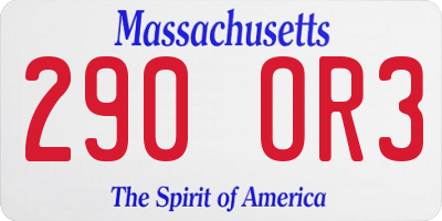 MA license plate 290OR3