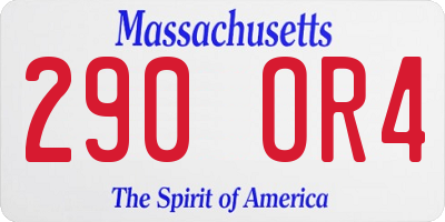 MA license plate 290OR4
