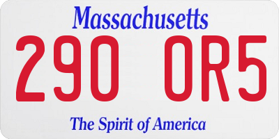 MA license plate 290OR5
