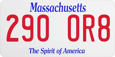 MA license plate 290OR8