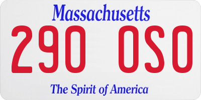 MA license plate 290OS0