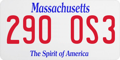 MA license plate 290OS3
