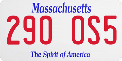 MA license plate 290OS5