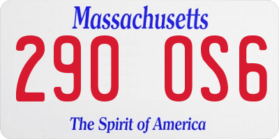 MA license plate 290OS6
