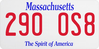 MA license plate 290OS8