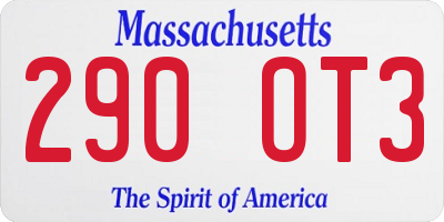 MA license plate 290OT3