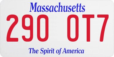 MA license plate 290OT7