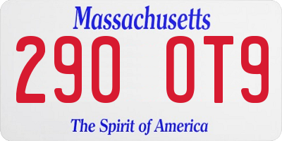 MA license plate 290OT9