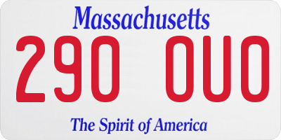 MA license plate 290OU0