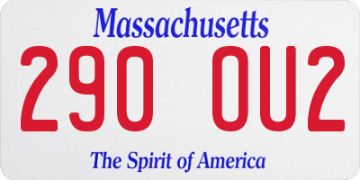 MA license plate 290OU2
