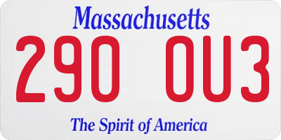 MA license plate 290OU3