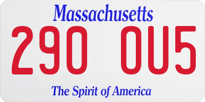 MA license plate 290OU5