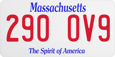 MA license plate 290OV9