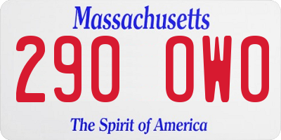 MA license plate 290OW0