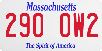 MA license plate 290OW2