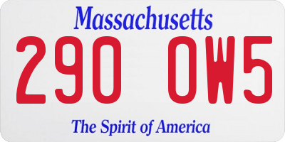 MA license plate 290OW5