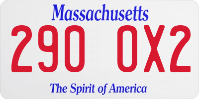 MA license plate 290OX2