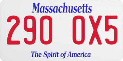 MA license plate 290OX5