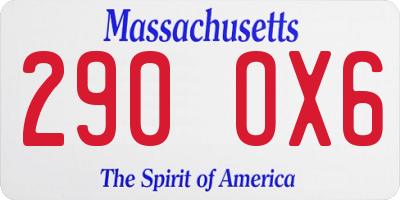MA license plate 290OX6