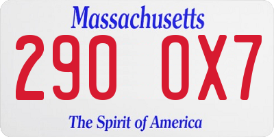 MA license plate 290OX7