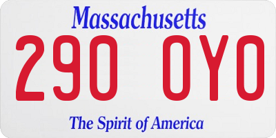 MA license plate 290OY0