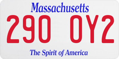 MA license plate 290OY2