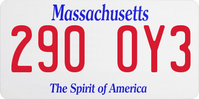 MA license plate 290OY3