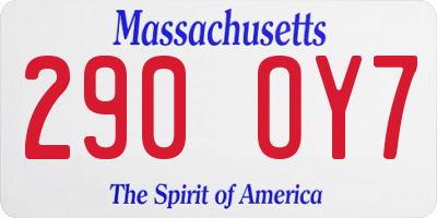 MA license plate 290OY7