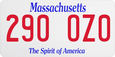 MA license plate 290OZ0