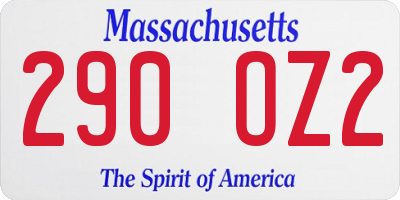 MA license plate 290OZ2