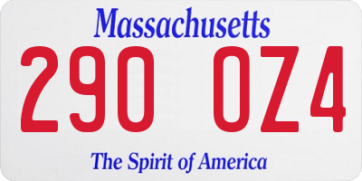 MA license plate 290OZ4