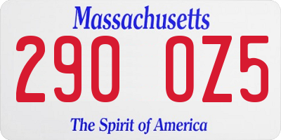 MA license plate 290OZ5