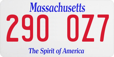 MA license plate 290OZ7