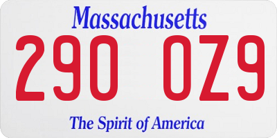 MA license plate 290OZ9