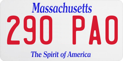 MA license plate 290PA0