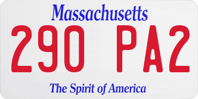 MA license plate 290PA2