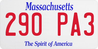 MA license plate 290PA3