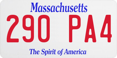 MA license plate 290PA4