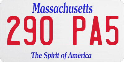 MA license plate 290PA5