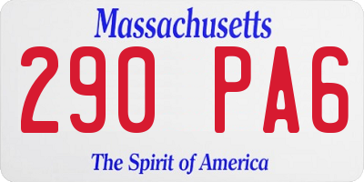MA license plate 290PA6