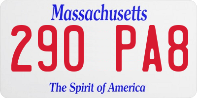 MA license plate 290PA8