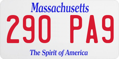 MA license plate 290PA9
